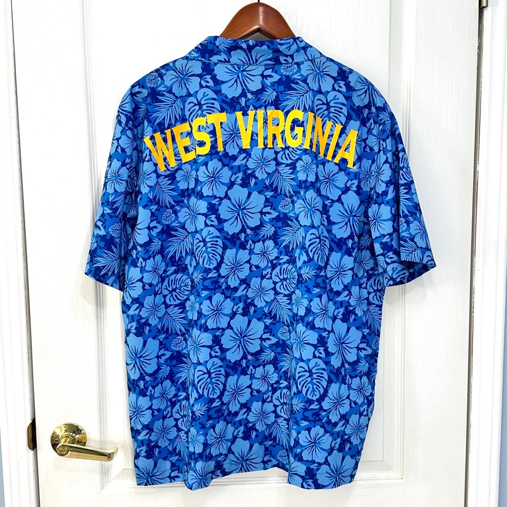 Captivating West Virginia Mountaineers Blue Floral Hawaiian Shirt Mens XL NWT - Picture 5 of 10